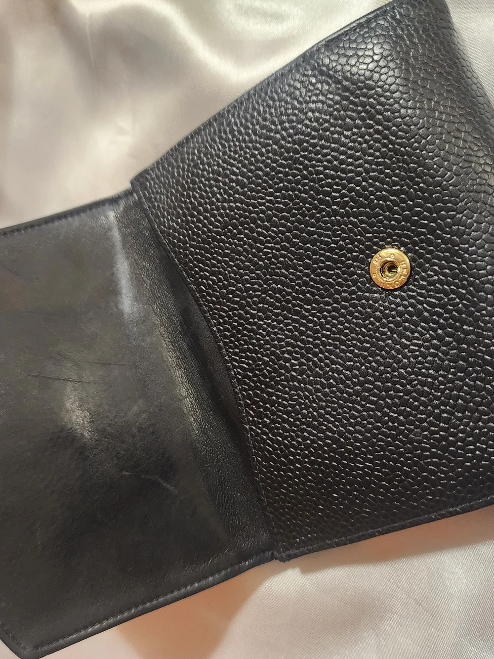CHANEL Black Caviar Leather Trifold Wallet